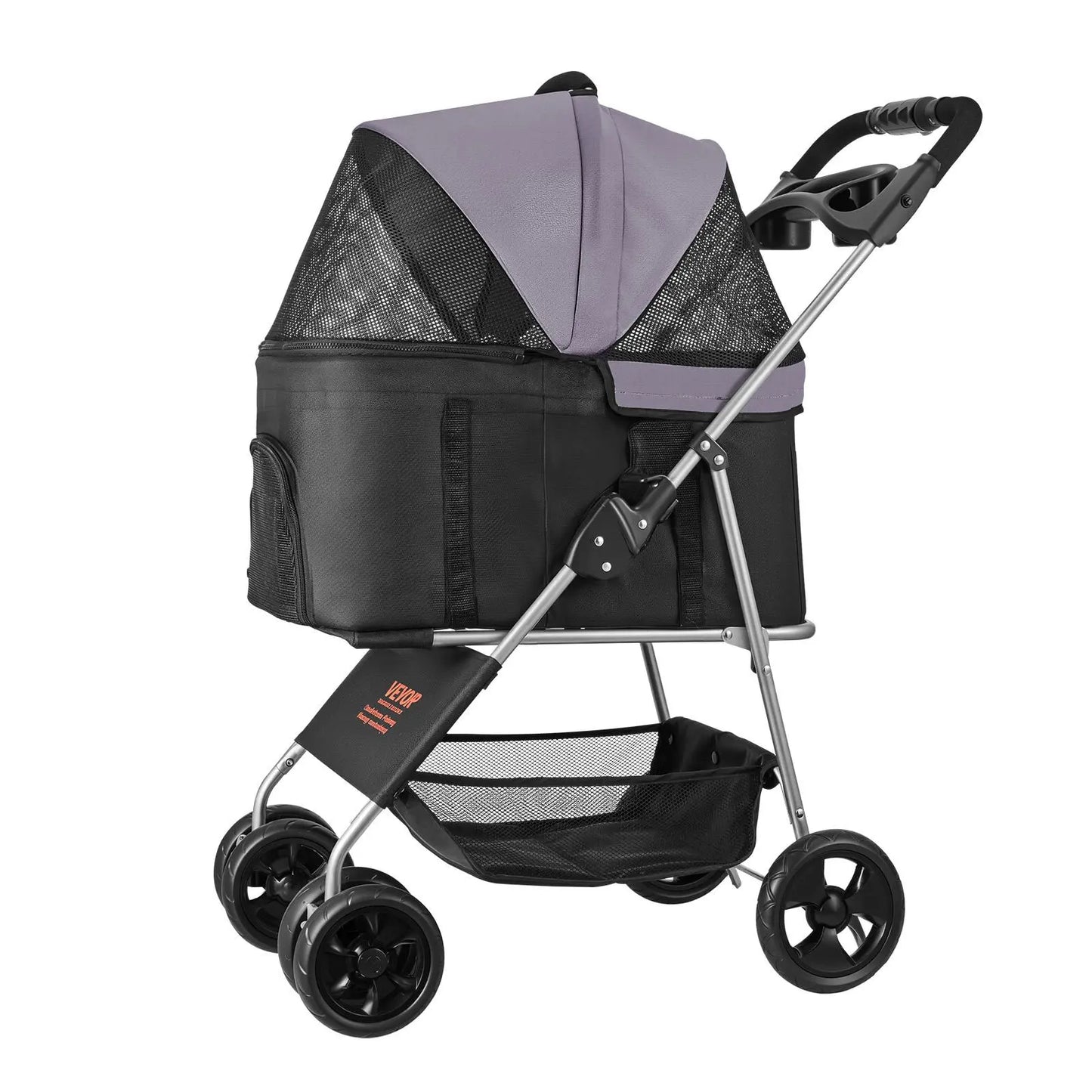 【Summervibes】Vevor Pet Stroller, 35 Lbs Weight Capacity, Foldable Dog Stroller Cart, 4 Wheels Cats Pram with Detachable Carrier & Mesh Windows, Portable Animal Carrier with Brake for Small to Medium Pets