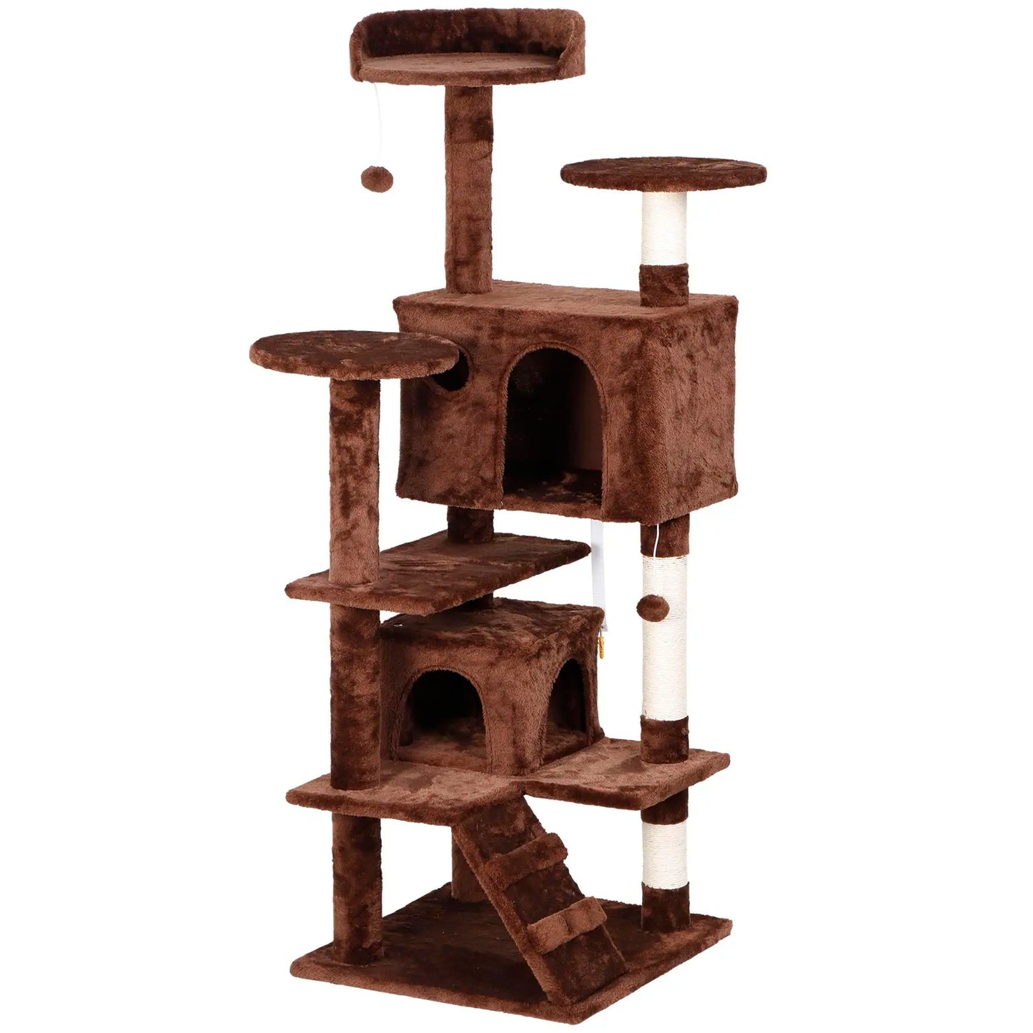 Segawe 55" Multi-Tier Cat Tree Condo - Plush Sisal Scratching Posts for Claw Sharpening, Secure Perches, 2 Cozy Hideaways for Medium Cats, Cool Room Decor, Apartment Stuff,Summervibes