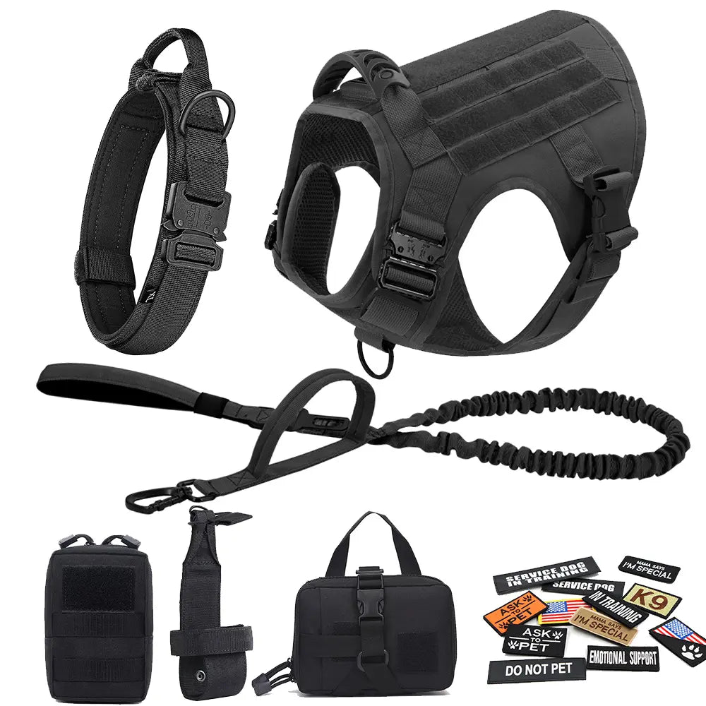 Tactical Dog Harness and Easy Control Training Dog Collar with Bungee Dog Leash Set, #Summervibes #Petlovers Heavy Duty Dog Harness with Handle, No-Pull Service Military Dog Vest Harness for Training Hunting Walking