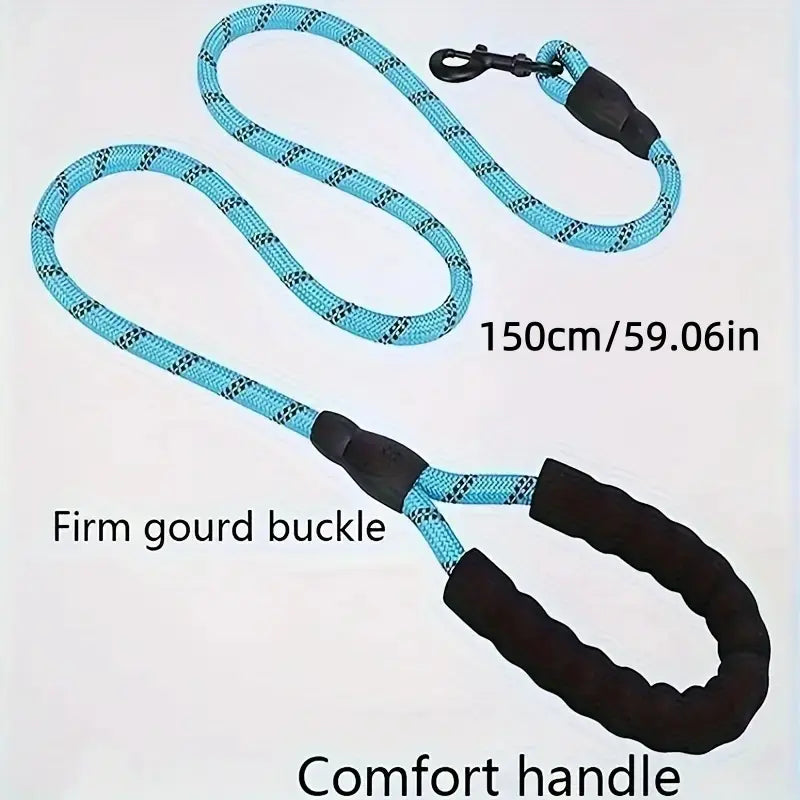 Reflective Dog Leash with Comfortable Cushioned Handle, Dual-Layer Heavy-Duty Design for Strong Dogs, Enhanced Safety and Control, No Tangle Leash