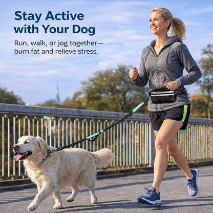 Pipidodo Hands Free Dog Leash with Waist Bag & Cushioned Pad – Run, Walk & Stay Active, No Waist Pain, Shock-Absorbing for Single & Dual Dogs