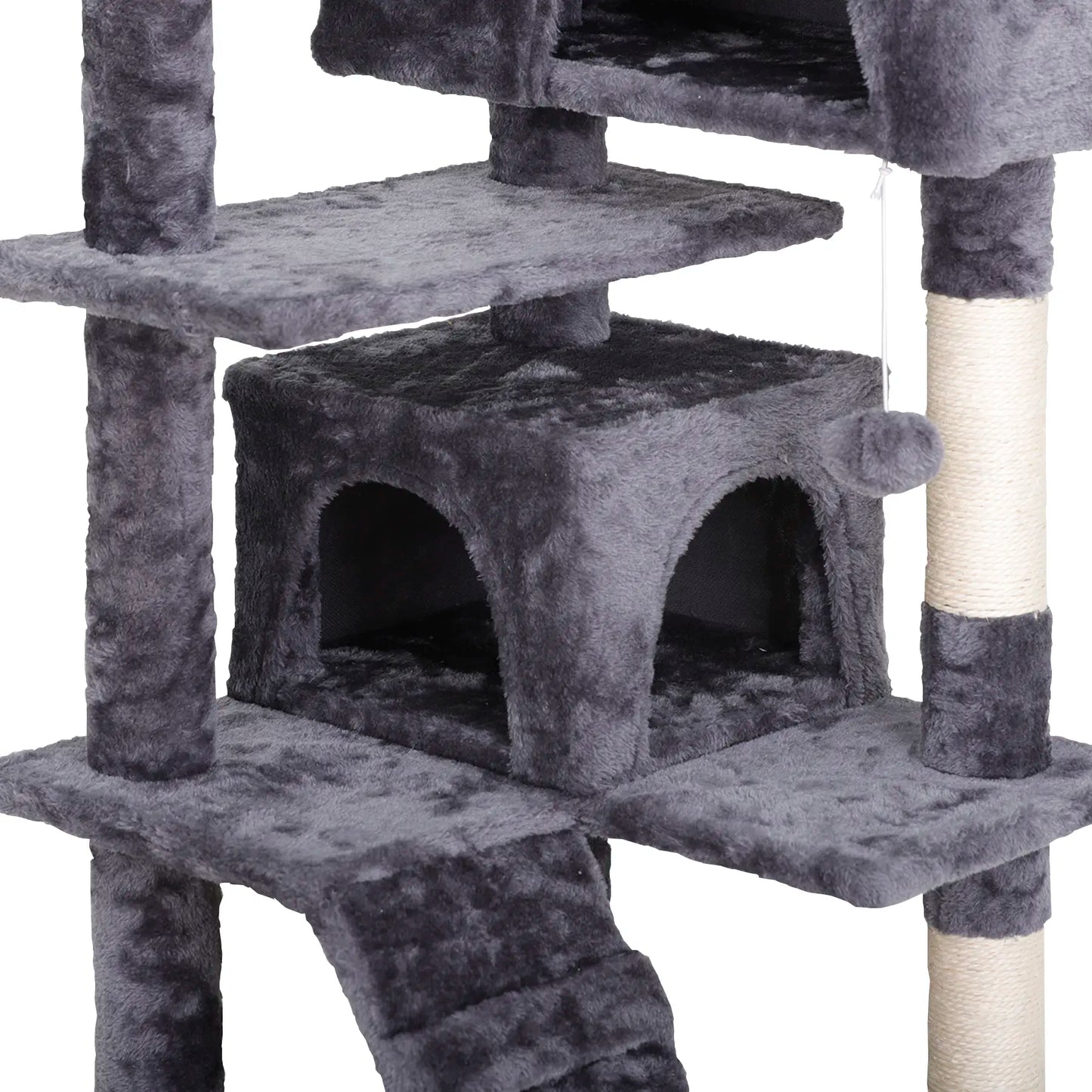 Segawe 55" Multi-Tier Cat Tree Condo - Plush Sisal Scratching Posts for Claw Sharpening, Secure Perches, 2 Cozy Hideaways for Medium Cats, Cool Room Decor, Apartment Stuff,Summervibes