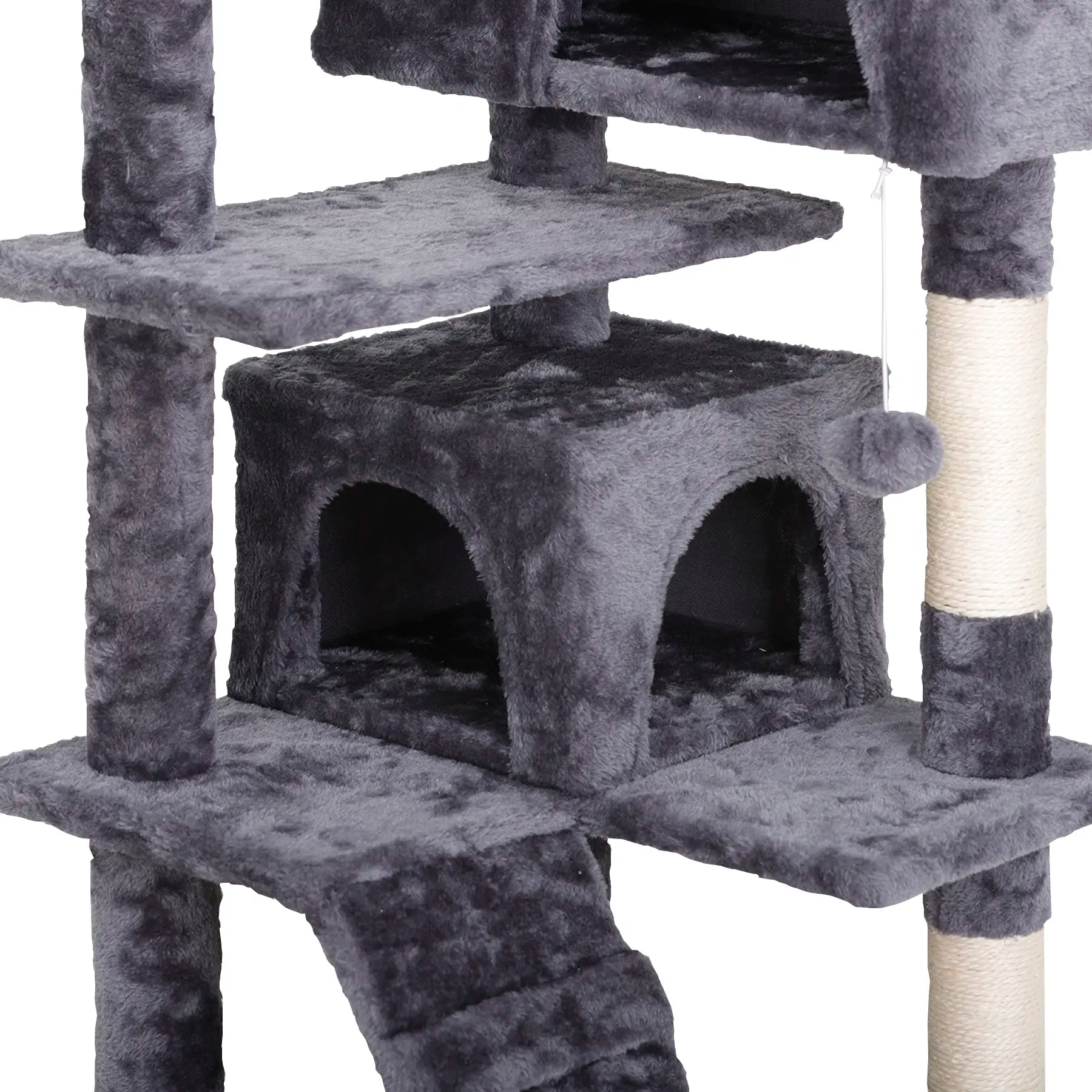 Segawe 55" Multi-Tier Cat Tree Condo - Plush Sisal Scratching Posts for Claw Sharpening, Secure Perches, 2 Cozy Hideaways for Medium Cats, Cool Room Decor, Apartment Stuff,Summervibes