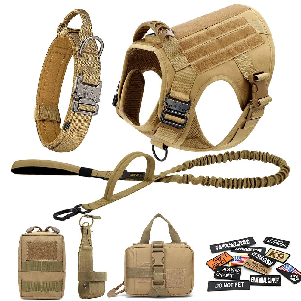 Tactical Dog Harness and Easy Control Training Dog Collar with Bungee Dog Leash Set, #Summervibes #Petlovers Heavy Duty Dog Harness with Handle, No-Pull Service Military Dog Vest Harness for Training Hunting Walking