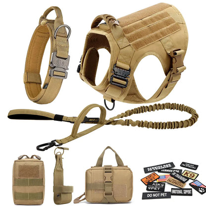 Tactical Dog Harness and Easy Control Training Dog Collar with Bungee Dog Leash Set, #Summervibes #Petlovers Heavy Duty Dog Harness with Handle, No-Pull Service Military Dog Vest Harness for Training Hunting Walking