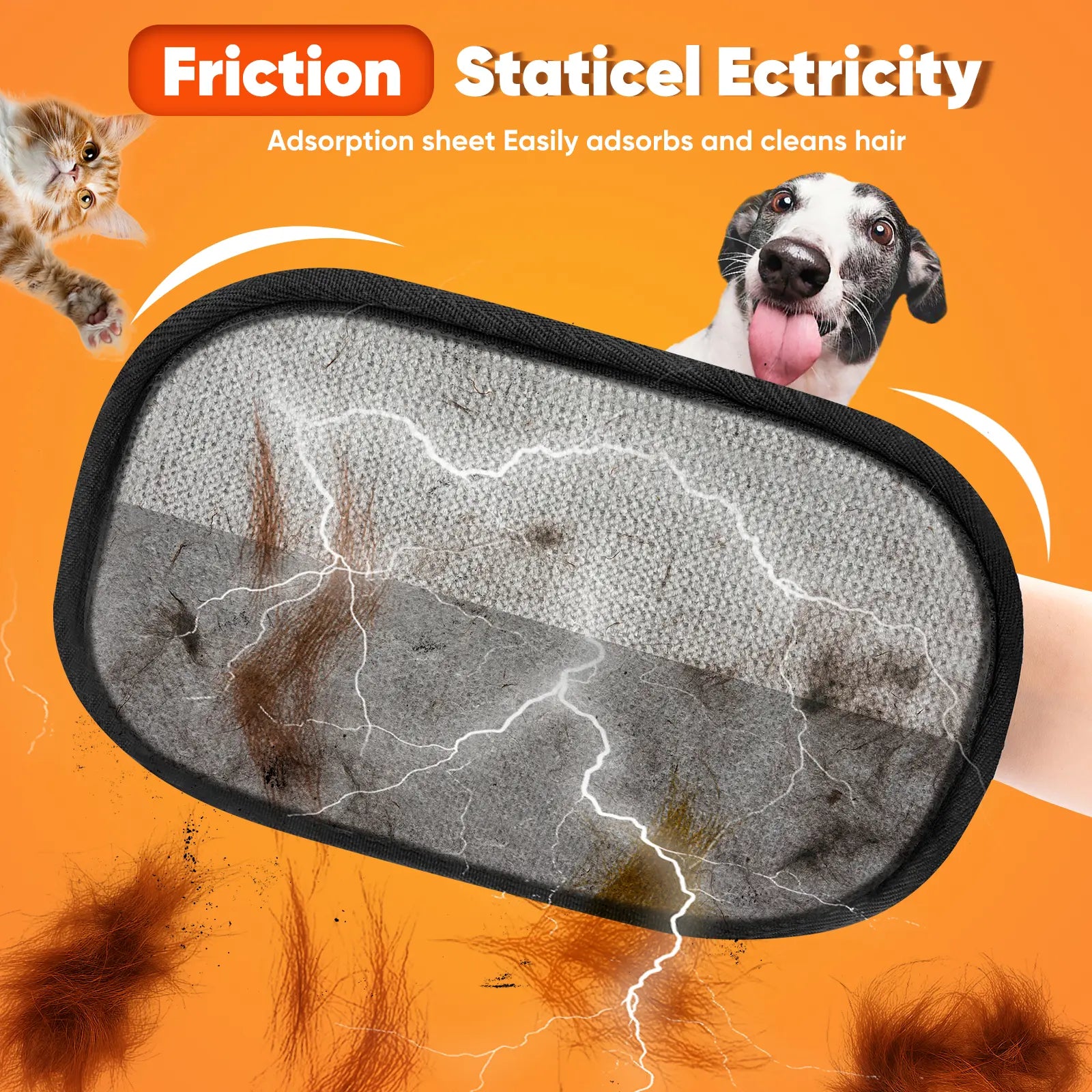 Upgrade Pet Hair Remover Electrostatic Gloves, Reusable Pet Hair Removal Glove for Cats & Dogs, Premium Cat & Dog Hair Remover Mitt for Couch Furniture Carpet Car Seat
