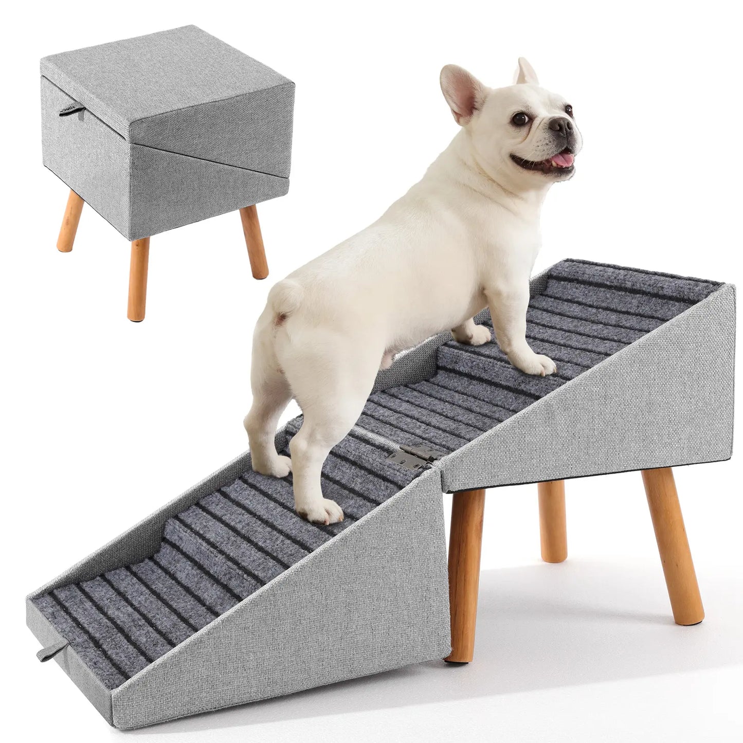 17'' Dog Stairs Ramp for Couch | #Summervibes #Petlovers Ziluce Wooden Ottoman Ramp for Sofa or Short Bed | for Senior,Small, Medium Dogs, Dachshund | 2-In-1 Convertible Home Step Stool with Wood Foot