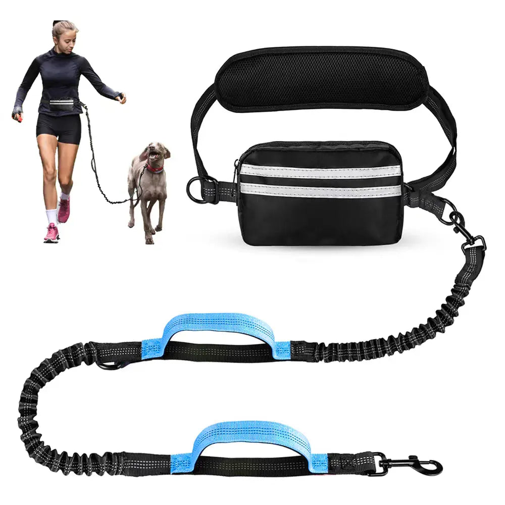 Pipidodo Hands Free Dog Leash with Waist Bag & Cushioned Pad – Run, Walk & Stay Active, No Waist Pain, Shock-Absorbing for Single & Dual Dogs