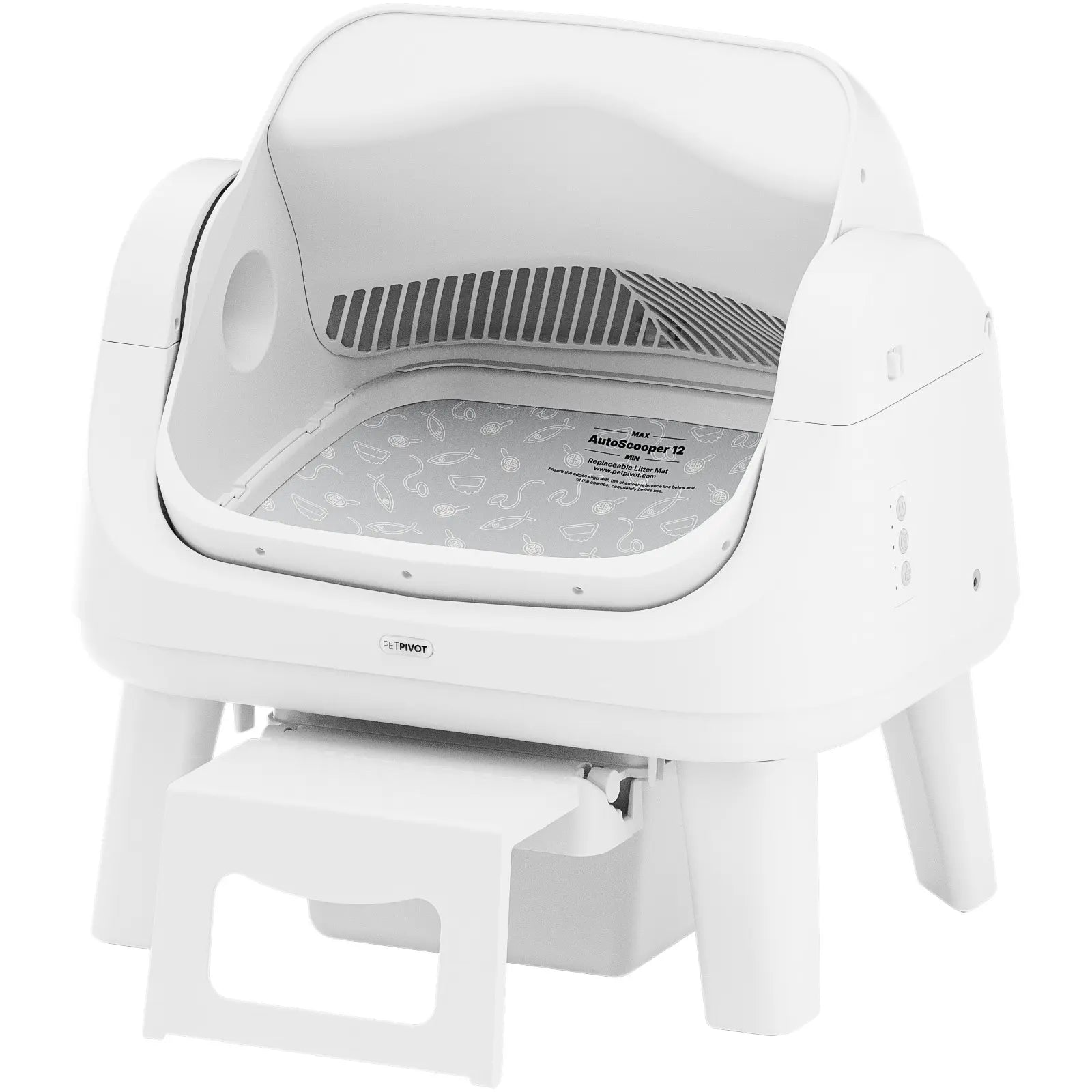 Petpivot Autoscooper 12 Lite Open Top Self Cleaning Cat Litter Box, Automatic Litter Box with 7 Pairs of Safety Sensors, Anti-Pinch Protection, Easy Access Step for Senior Cats Summervibes Petlovers