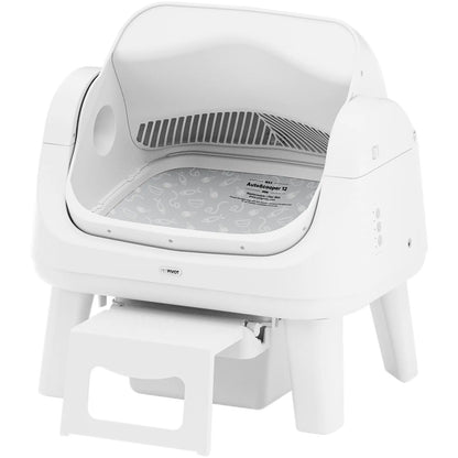 Petpivot Autoscooper 12 Lite Open Top Self Cleaning Cat Litter Box, Automatic Litter Box with 7 Pairs of Safety Sensors, Anti-Pinch Protection, Easy Access Step for Senior Cats Summervibes Petlovers