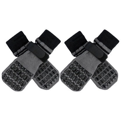 Kuoser Non Slip Blue Dog Socks for Hardwood Floors, 4Pack Anti-Slip Dog Grippy Socks to Prevent Licking Paws, Dogs Booties Paw Protectors with Double-Sided Traction for Small Medium Large Senior Dogs