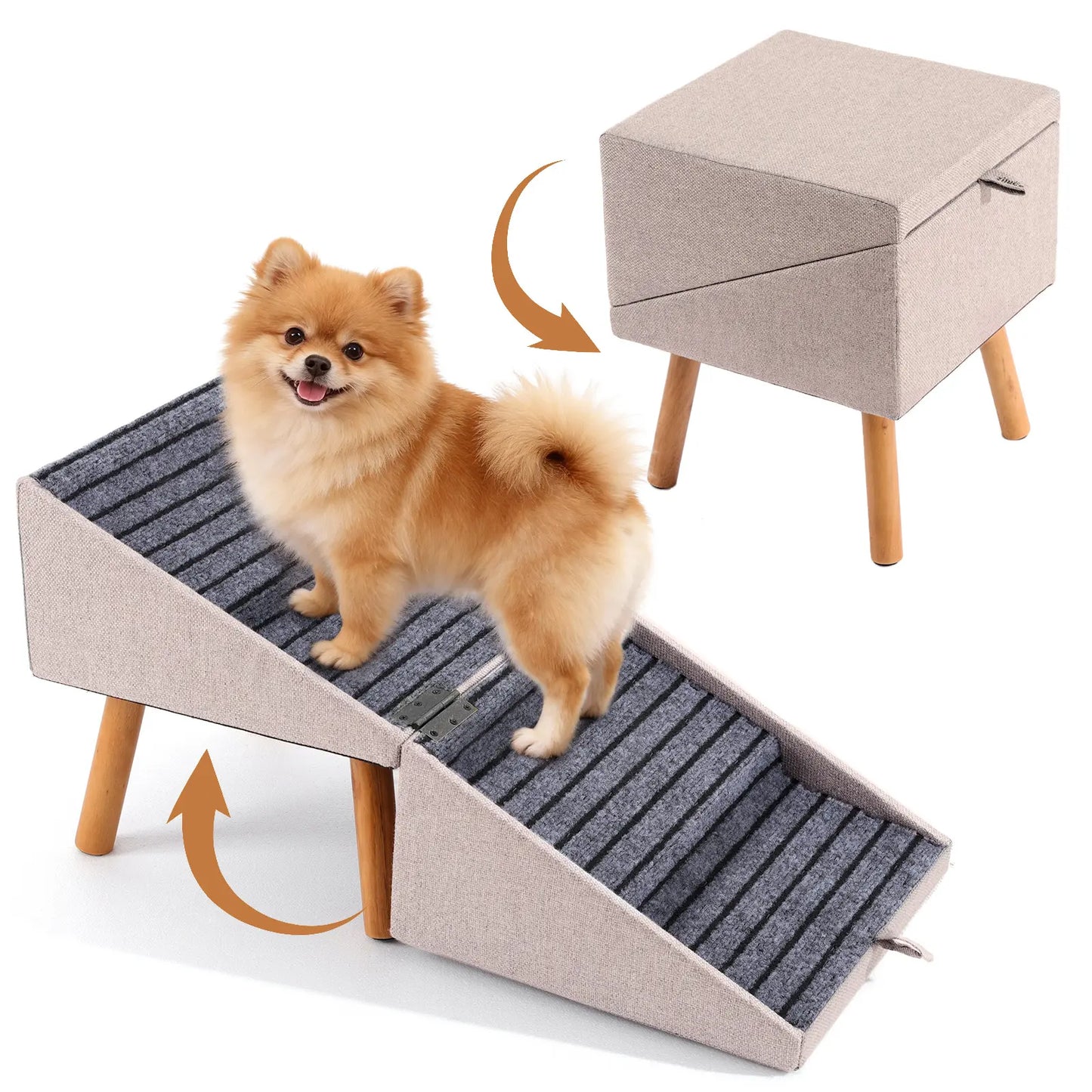 17'' Dog Stairs Ramp for Couch | #Summervibes #Petlovers Ziluce Wooden Ottoman Ramp for Sofa or Short Bed | for Senior,Small, Medium Dogs, Dachshund | 2-In-1 Convertible Home Step Stool with Wood Foot