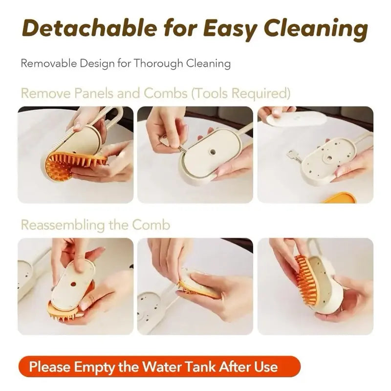 [Furevercare] Pet Steam Brush for Shedding with Anti-Static Technology & USB Rechargeable for Dogs Cats & Other Pets