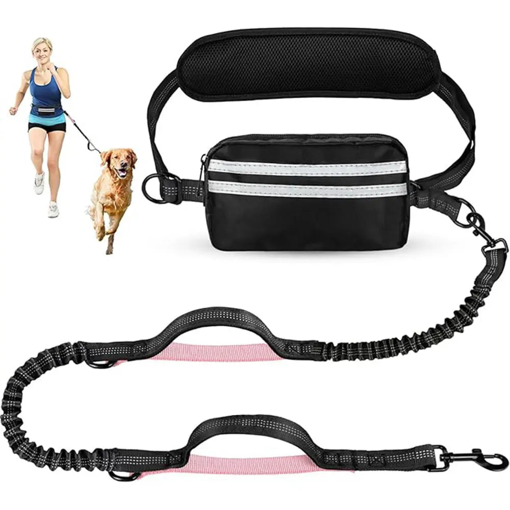 Pipidodo Hands Free Dog Leash with Waist Bag & Cushioned Pad – Run, Walk & Stay Active, No Waist Pain, Shock-Absorbing for Single & Dual Dogs
