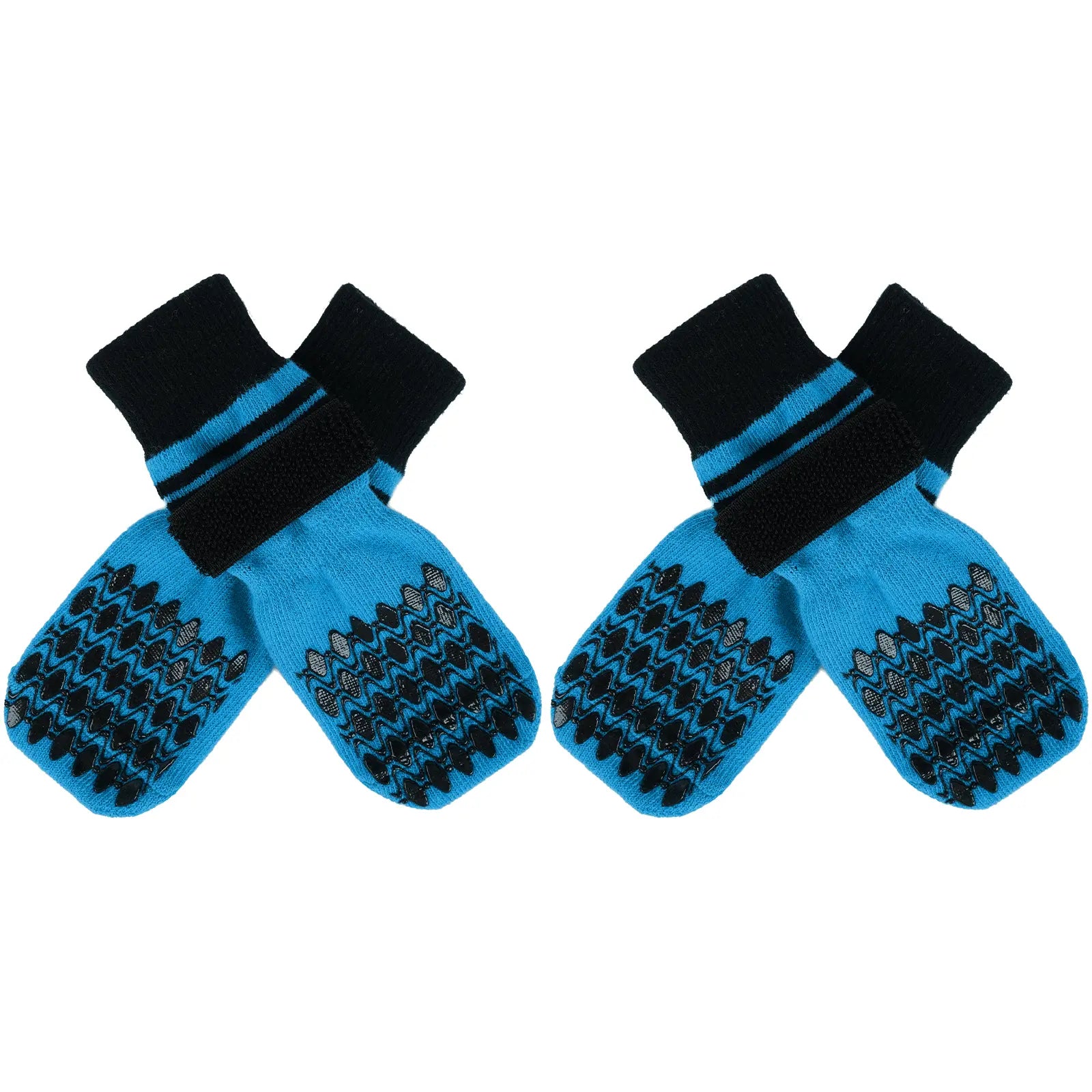 Kuoser Non Slip Blue Dog Socks for Hardwood Floors, 4Pack Anti-Slip Dog Grippy Socks to Prevent Licking Paws, Dogs Booties Paw Protectors with Double-Sided Traction for Small Medium Large Senior Dogs