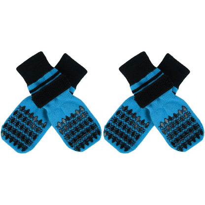 Kuoser Non Slip Blue Dog Socks for Hardwood Floors, 4Pack Anti-Slip Dog Grippy Socks to Prevent Licking Paws, Dogs Booties Paw Protectors with Double-Sided Traction for Small Medium Large Senior Dogs