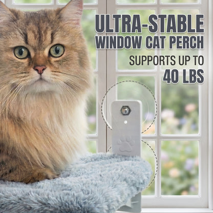 Foldable Cat Window Perch - Cordless Space Saving Hammock, Jumbo Suction Cups, Robust Metal Frame, Cat Bed for Indoor Cats,Rv & Car Travel Home House