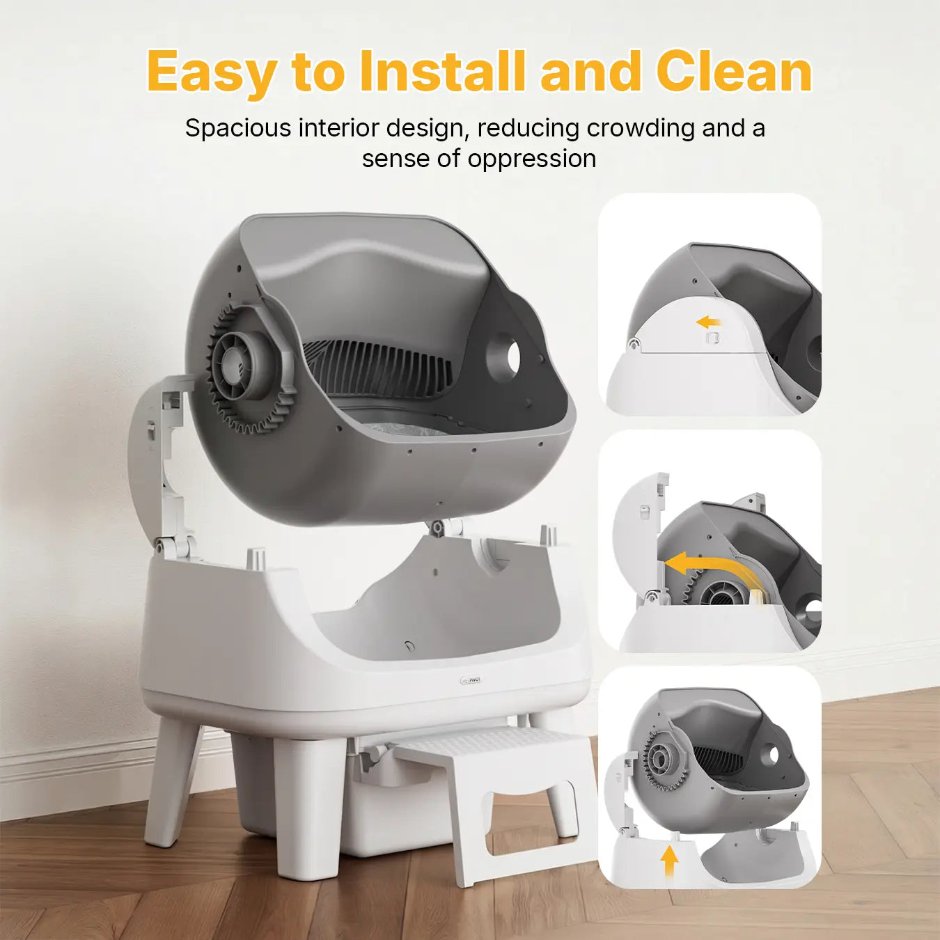 Petpivot Autoscooper 12 Lite Open Top Self Cleaning Cat Litter Box, Automatic Litter Box with 7 Pairs of Safety Sensors, Anti-Pinch Protection, Easy Access Step for Senior Cats Summervibes Petlovers