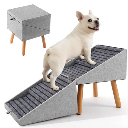 17'' Dog Stairs Ramp for Couch | #Summervibes #Petlovers Ziluce Wooden Ottoman Ramp for Sofa or Short Bed | for Senior,Small, Medium Dogs, Dachshund | 2-In-1 Convertible Home Step Stool with Wood Foot