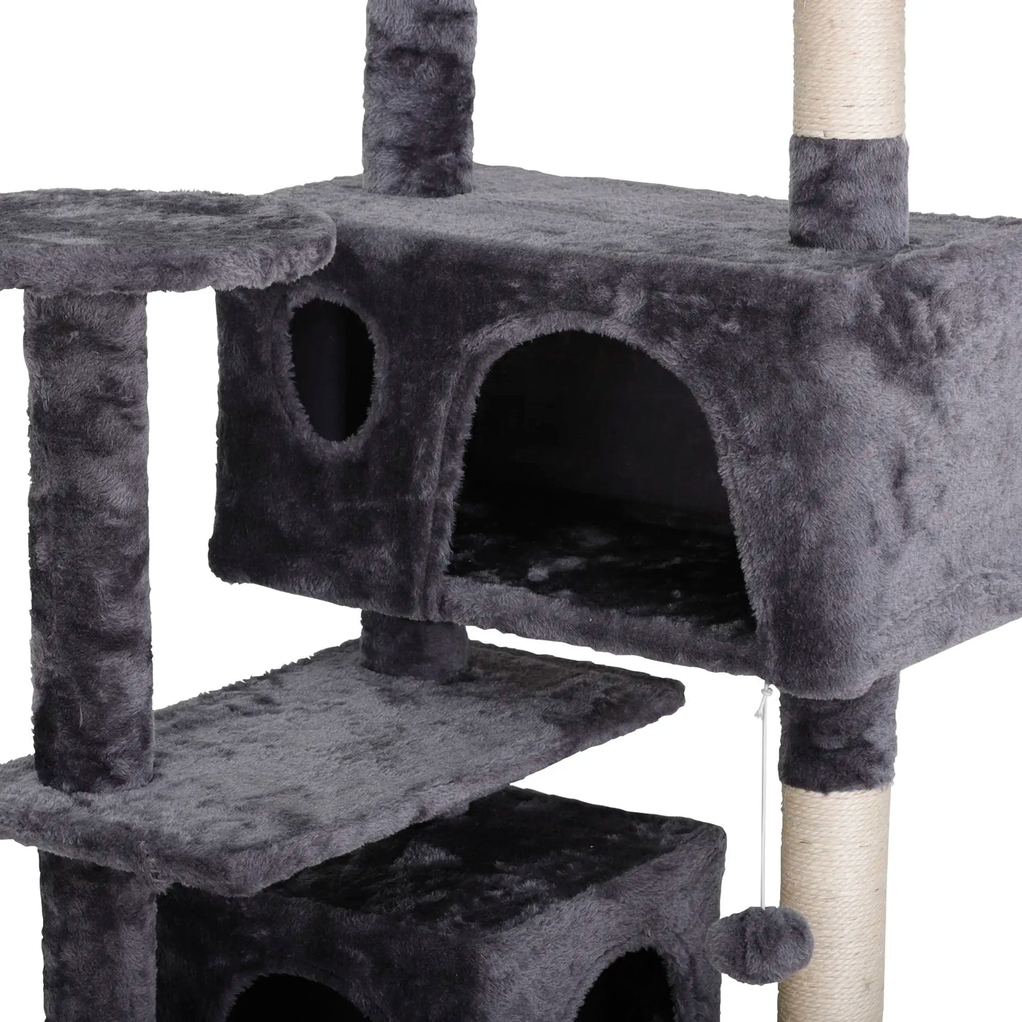 Segawe 55" Multi-Tier Cat Tree Condo - Plush Sisal Scratching Posts for Claw Sharpening, Secure Perches, 2 Cozy Hideaways for Medium Cats, Cool Room Decor, Apartment Stuff,Summervibes