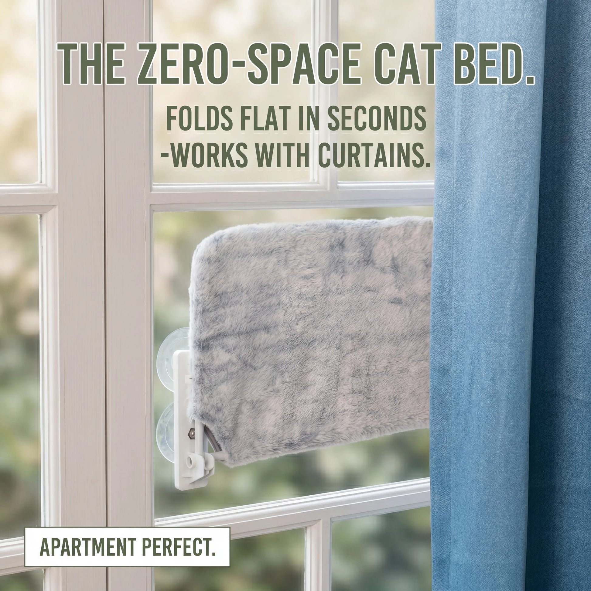 Foldable Cat Window Perch - Cordless Space Saving Hammock, Jumbo Suction Cups, Robust Metal Frame, Cat Bed for Indoor Cats,Rv & Car Travel Home House
