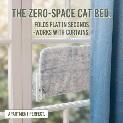 Foldable Cat Window Perch - Cordless Space Saving Hammock, Jumbo Suction Cups, Robust Metal Frame, Cat Bed for Indoor Cats,Rv & Car Travel Home House