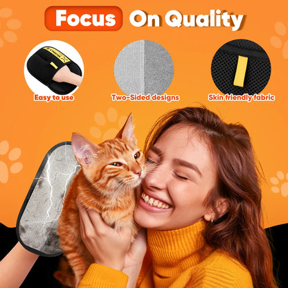 Upgrade Pet Hair Remover Electrostatic Gloves, Reusable Pet Hair Removal Glove for Cats & Dogs, Premium Cat & Dog Hair Remover Mitt for Couch Furniture Carpet Car Seat