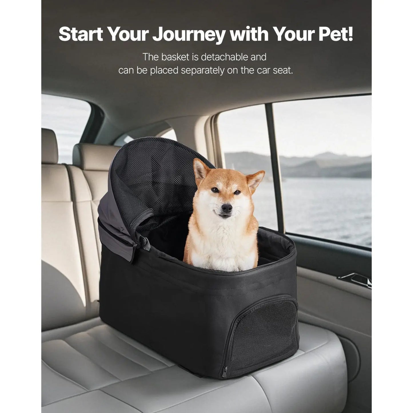 【Summervibes】Vevor Pet Stroller, 35 Lbs Weight Capacity, Foldable Dog Stroller Cart, 4 Wheels Cats Pram with Detachable Carrier & Mesh Windows, Portable Animal Carrier with Brake for Small to Medium Pets