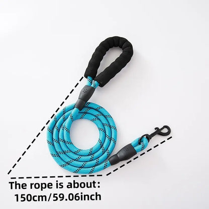 Reflective Dog Leash with Comfortable Cushioned Handle, Dual-Layer Heavy-Duty Design for Strong Dogs, Enhanced Safety and Control, No Tangle Leash