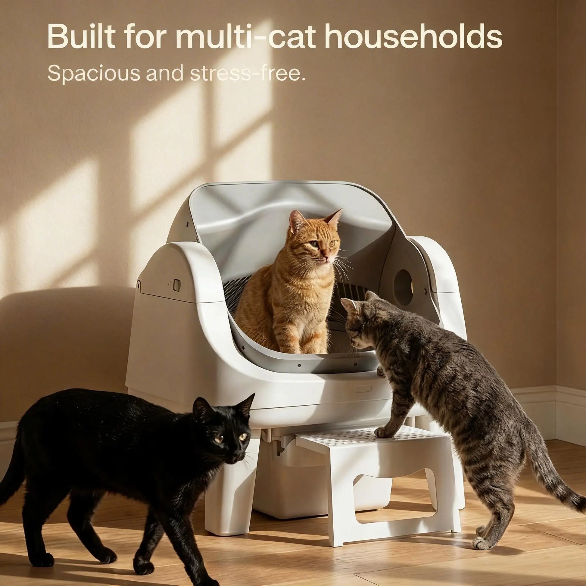 Petpivot Autoscooper 12 Lite Open Top Self Cleaning Cat Litter Box, Automatic Litter Box with 7 Pairs of Safety Sensors, Anti-Pinch Protection, Easy Access Step for Senior Cats Summervibes Petlovers