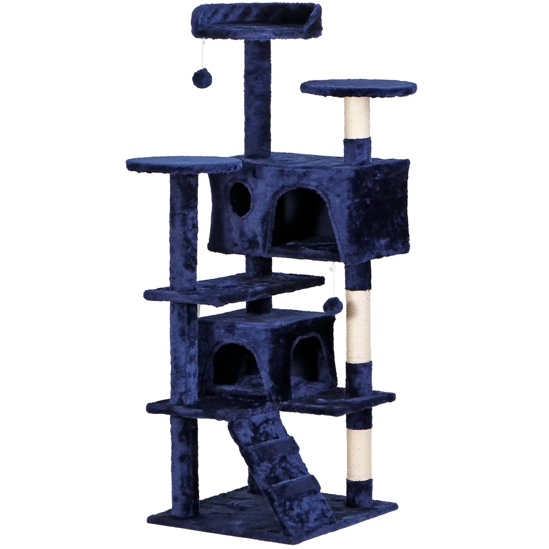 Segawe 55" Multi-Tier Cat Tree Condo - Plush Sisal Scratching Posts for Claw Sharpening, Secure Perches, 2 Cozy Hideaways for Medium Cats, Cool Room Decor, Apartment Stuff,Summervibes