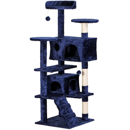 Segawe 55" Multi-Tier Cat Tree Condo - Plush Sisal Scratching Posts for Claw Sharpening, Secure Perches, 2 Cozy Hideaways for Medium Cats, Cool Room Decor, Apartment Stuff,Summervibes