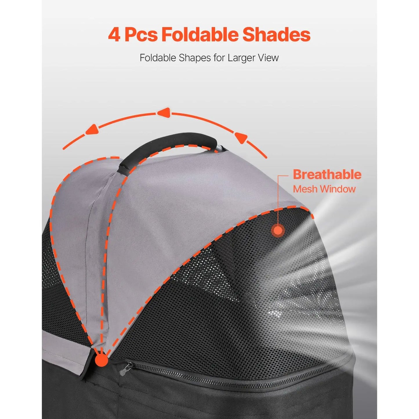【Summervibes】Vevor Pet Stroller, 35 Lbs Weight Capacity, Foldable Dog Stroller Cart, 4 Wheels Cats Pram with Detachable Carrier & Mesh Windows, Portable Animal Carrier with Brake for Small to Medium Pets