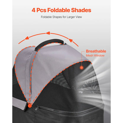 【Summervibes】Vevor Pet Stroller, 35 Lbs Weight Capacity, Foldable Dog Stroller Cart, 4 Wheels Cats Pram with Detachable Carrier & Mesh Windows, Portable Animal Carrier with Brake for Small to Medium Pets