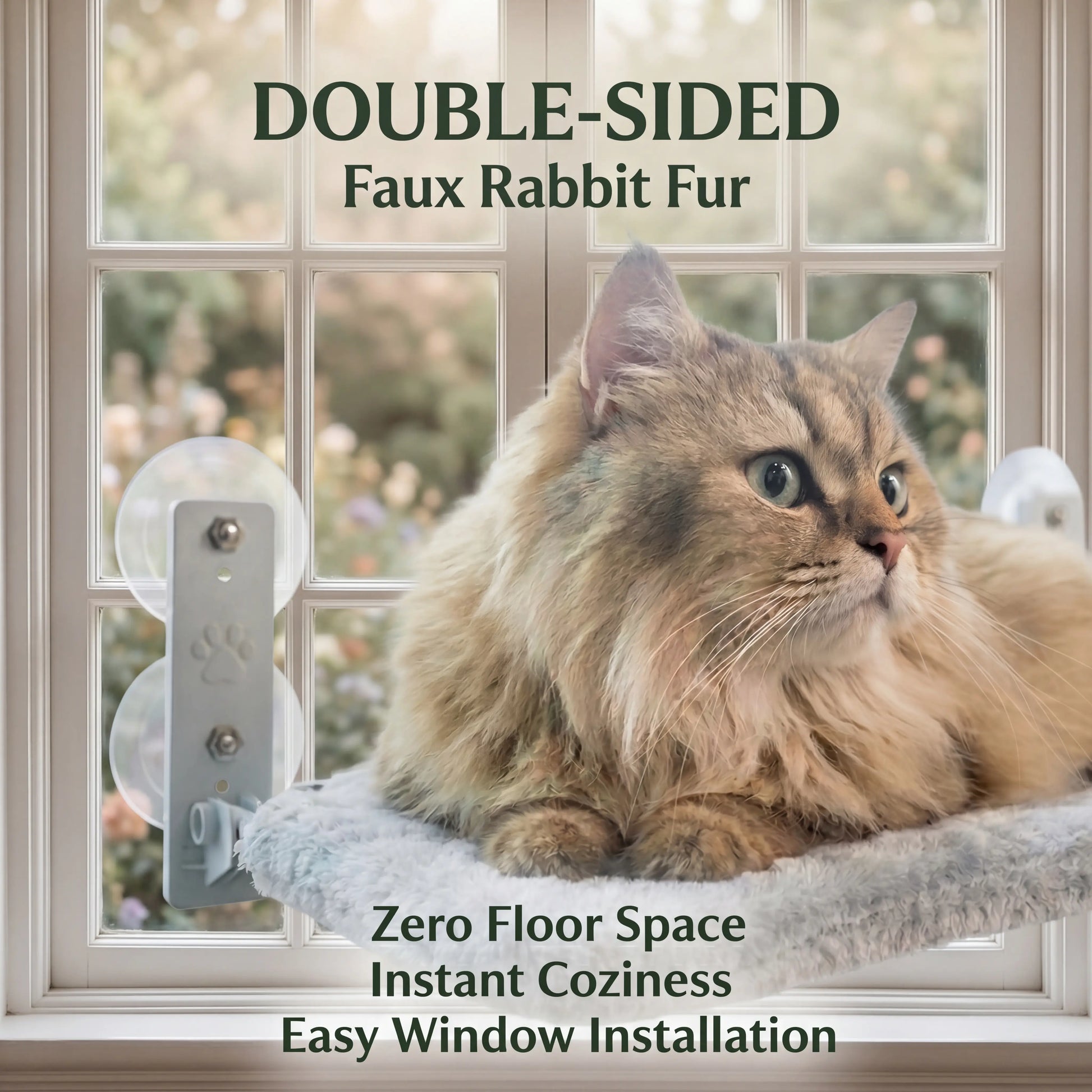 Foldable Cat Window Perch - Cordless Space Saving Hammock, Jumbo Suction Cups, Robust Metal Frame, Cat Bed for Indoor Cats,Rv & Car Travel Home House