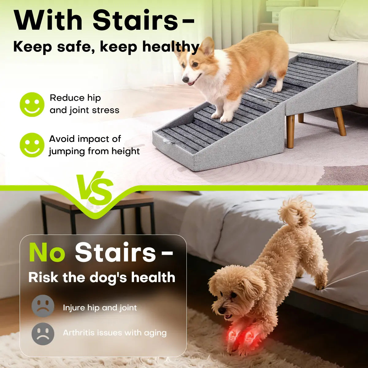 17'' Dog Stairs Ramp for Couch | #Summervibes #Petlovers Ziluce Wooden Ottoman Ramp for Sofa or Short Bed | for Senior,Small, Medium Dogs, Dachshund | 2-In-1 Convertible Home Step Stool with Wood Foot