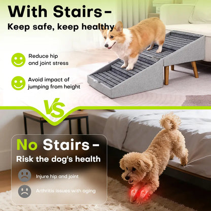 17'' Dog Stairs Ramp for Couch | #Summervibes #Petlovers Ziluce Wooden Ottoman Ramp for Sofa or Short Bed | for Senior,Small, Medium Dogs, Dachshund | 2-In-1 Convertible Home Step Stool with Wood Foot