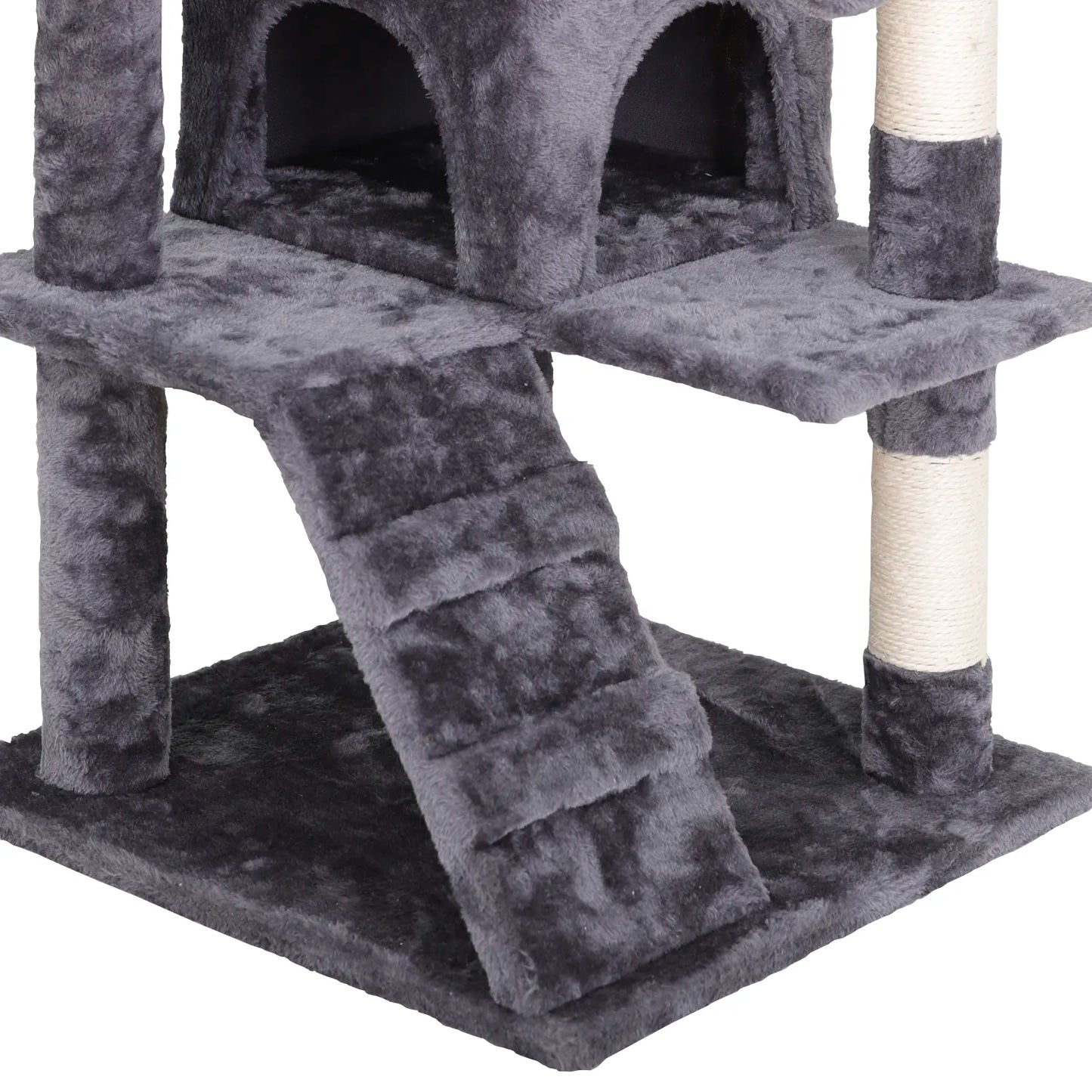 Segawe 55" Multi-Tier Cat Tree Condo - Plush Sisal Scratching Posts for Claw Sharpening, Secure Perches, 2 Cozy Hideaways for Medium Cats, Cool Room Decor, Apartment Stuff,Summervibes