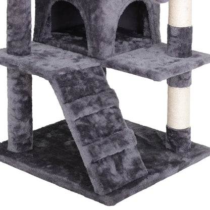 Segawe 55" Multi-Tier Cat Tree Condo - Plush Sisal Scratching Posts for Claw Sharpening, Secure Perches, 2 Cozy Hideaways for Medium Cats, Cool Room Decor, Apartment Stuff,Summervibes
