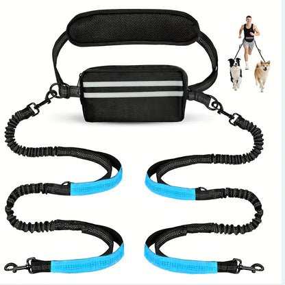 Pipidodo Hands Free Dog Leash with Waist Bag & Cushioned Pad – Run, Walk & Stay Active, No Waist Pain, Shock-Absorbing for Single & Dual Dogs