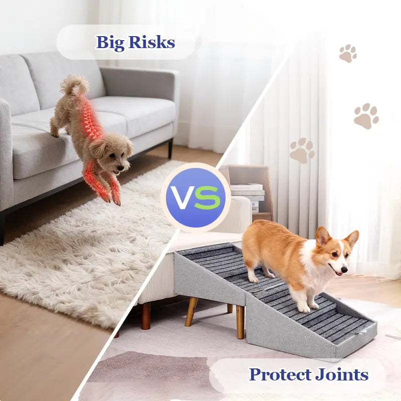 17'' Dog Stairs Ramp for Couch | #Summervibes #Petlovers Ziluce Wooden Ottoman Ramp for Sofa or Short Bed | for Senior,Small, Medium Dogs, Dachshund | 2-In-1 Convertible Home Step Stool with Wood Foot