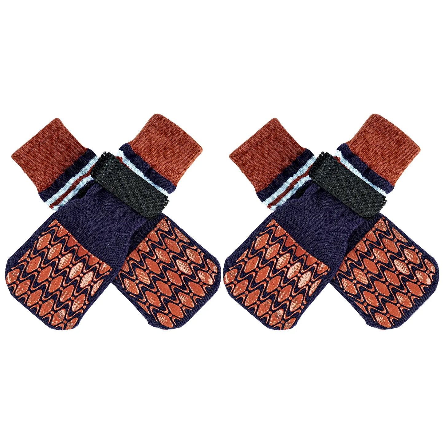 Kuoser Non Slip Blue Dog Socks for Hardwood Floors, 4Pack Anti-Slip Dog Grippy Socks to Prevent Licking Paws, Dogs Booties Paw Protectors with Double-Sided Traction for Small Medium Large Senior Dogs