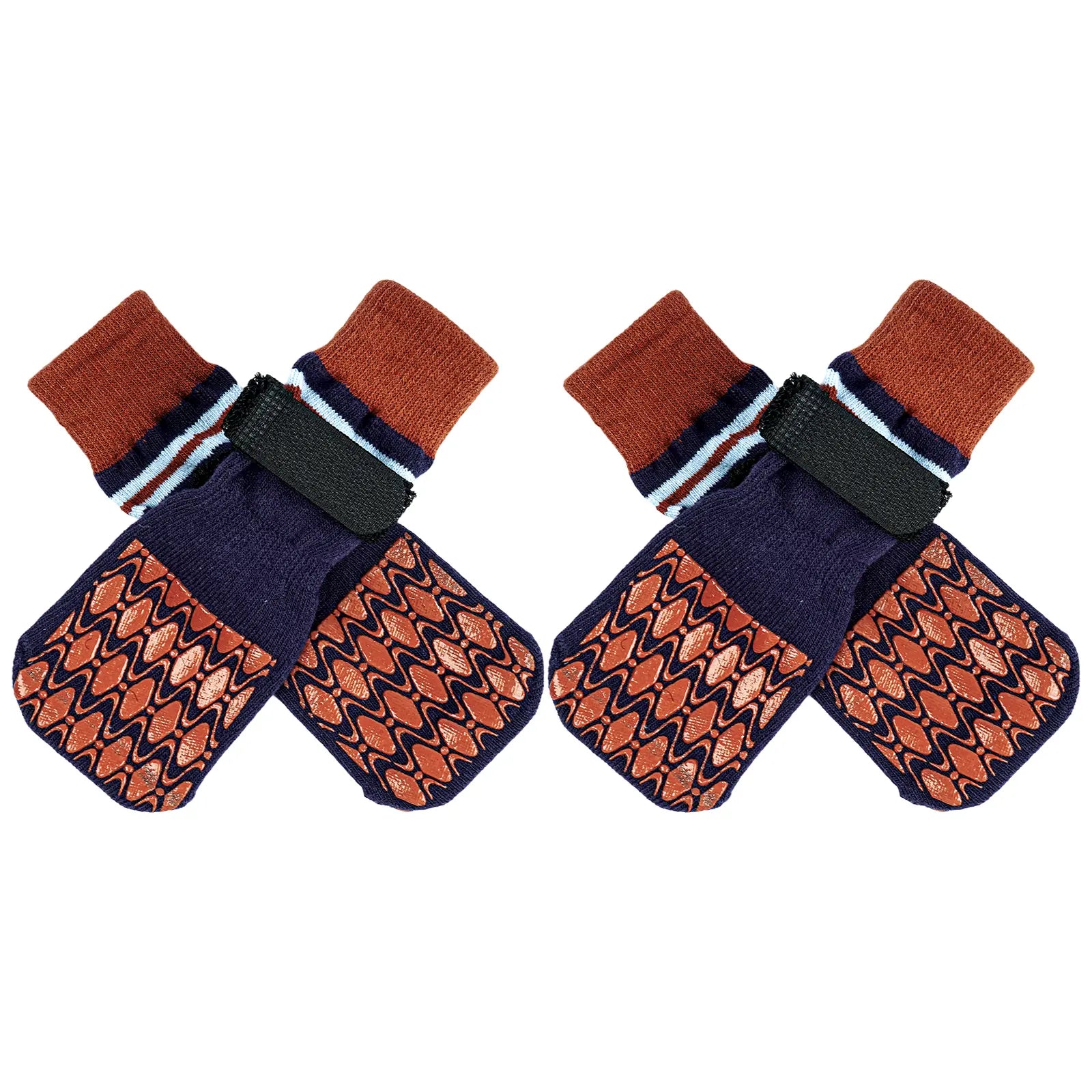 Kuoser Non Slip Blue Dog Socks for Hardwood Floors, 4Pack Anti-Slip Dog Grippy Socks to Prevent Licking Paws, Dogs Booties Paw Protectors with Double-Sided Traction for Small Medium Large Senior Dogs