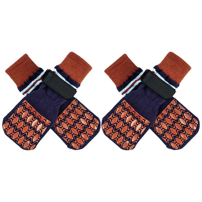 Kuoser Non Slip Blue Dog Socks for Hardwood Floors, 4Pack Anti-Slip Dog Grippy Socks to Prevent Licking Paws, Dogs Booties Paw Protectors with Double-Sided Traction for Small Medium Large Senior Dogs