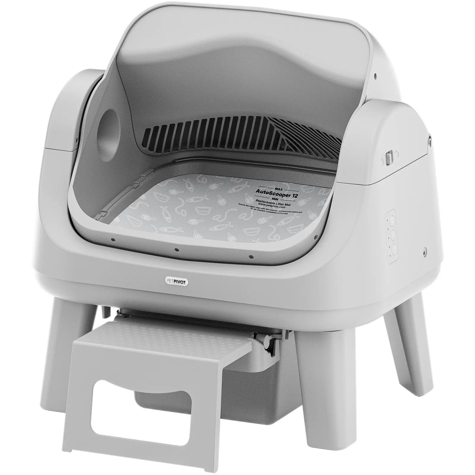Petpivot Autoscooper 12 Lite Open Top Self Cleaning Cat Litter Box, Automatic Litter Box with 7 Pairs of Safety Sensors, Anti-Pinch Protection, Easy Access Step for Senior Cats Summervibes Petlovers