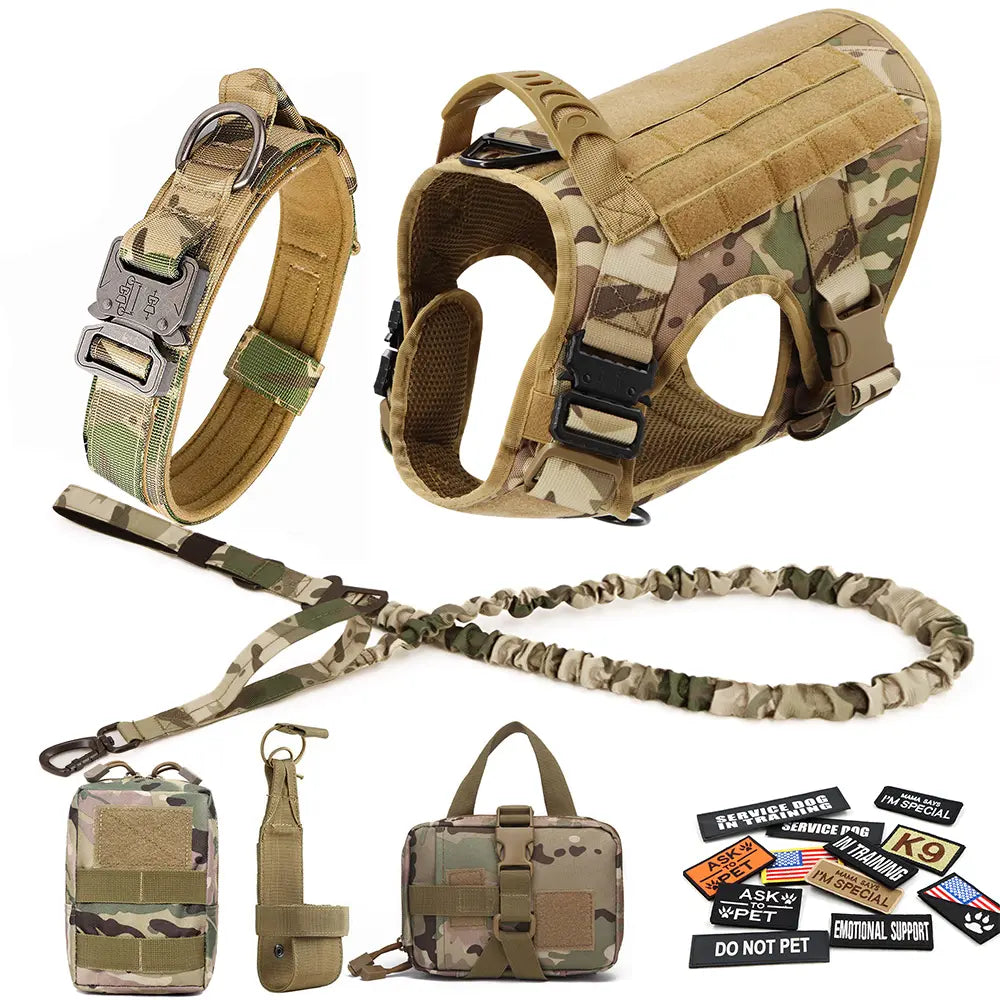 Tactical Dog Harness and Easy Control Training Dog Collar with Bungee Dog Leash Set, #Summervibes #Petlovers Heavy Duty Dog Harness with Handle, No-Pull Service Military Dog Vest Harness for Training Hunting Walking